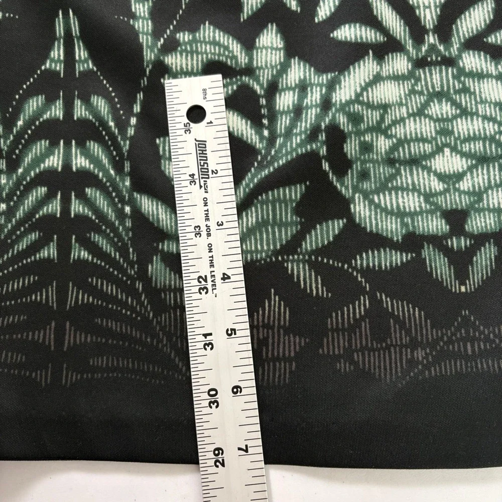 Maggy London Sheath Dress Womens 12 Black Green Damask Floral Long Sleeve Goth
